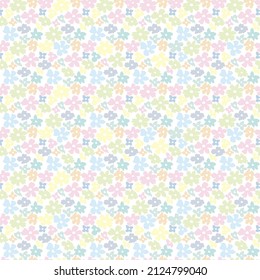 Beautiful flowers vector seamless pattern. Summer simple pattern pastel colors.