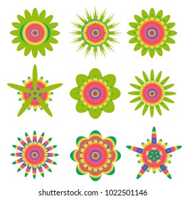 beautiful flowers, vector set isolated on white