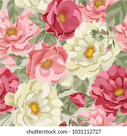 Beautiful flowers wallpaper. Seamless pattern with roses. Summer flowers seamless pattern. 