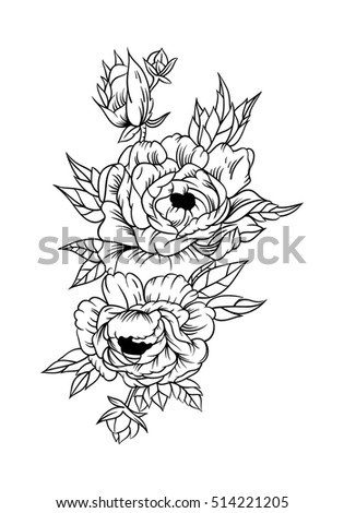 Beautiful flowers. White background. Vector illustration.