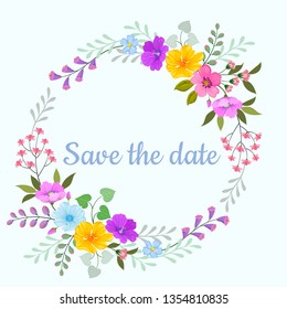 beautiful flowers wreath invitation card.