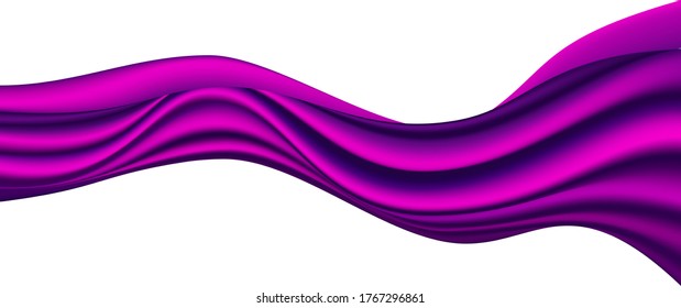 Beautiful flowing fabric of Purple wavy silk or satin.Purple silk vector background.
