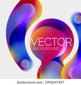 Beautiful flowing round shapes and circles abstract background. Liquid color bubble composition