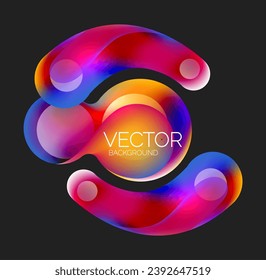 Beautiful flowing round shapes and circles abstract background. Liquid color bubble composition