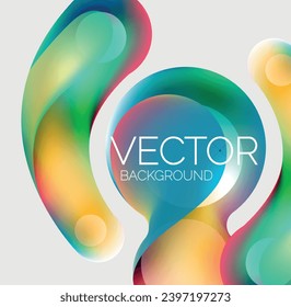 Beautiful flowing round shapes and circles abstract background. Liquid color bubble composition