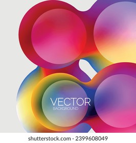 Beautiful flowing round shapes and circles abstract background. Liquid color bubble composition