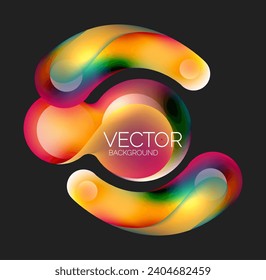 Beautiful flowing round shapes and circles abstract background. Liquid color bubble composition