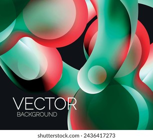 Beautiful flowing round shapes and circles abstract background. Liquid color bubble composition