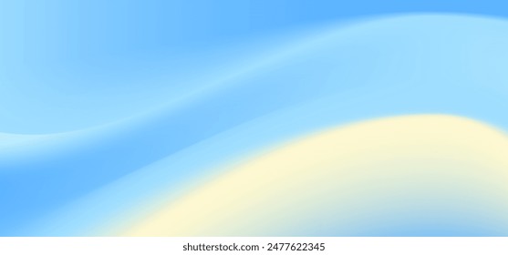 Beautiful Flowing Summer Color Abstract Background. Sky blue and cream gradient mesh background. Refreshing abstraction artwork. Vector Illustration.