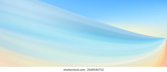 Beautiful Flowing Summer Color Abstract Background. Sky blue and cream gradient mesh background. Refreshing abstraction artwork. Vector eps 10