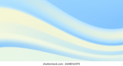 Beautiful Flowing Summer Color Abstract Background. Sky blue and cream gradient mesh background. Refreshing abstraction artwork. Vector Illustration.