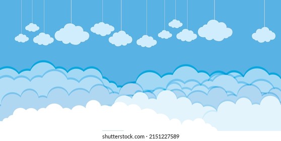 Hermosas nubes esponjosas sobre la nube de fondo azul del cielo