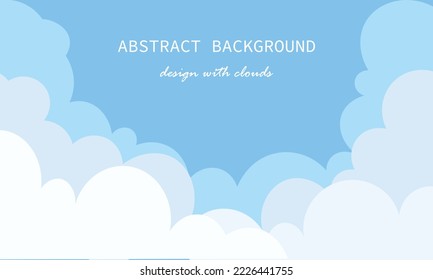 Beautiful fluffy clouds on blue sky background. Vector illustration. Paper cut style. Place for text