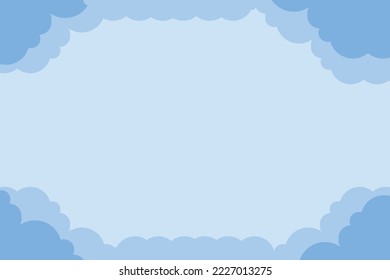 Beautiful fluffy clouds on blue sky background. Vector illustration. Paper cut style. Place for text