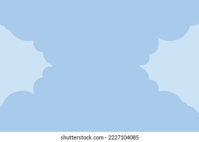 Beautiful fluffy clouds on blue sky background. Vector illustration. Paper cut style. Place for text