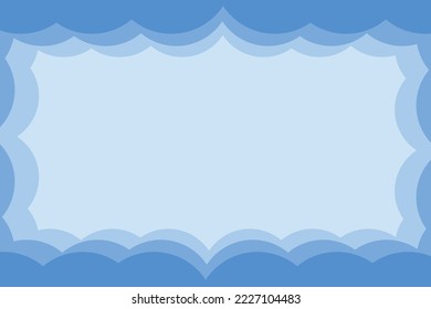 Beautiful fluffy clouds on blue sky background. Vector illustration. Paper cut style. Place for text