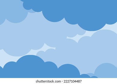 Hermosas nubes esponjosas sobre fondo azul del cielo. Ilustración vectorial. Estilo de corte de papel. Lugar para el texto