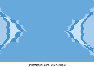 Beautiful fluffy clouds on blue sky background. Vector illustration. Paper cut style. Place for text