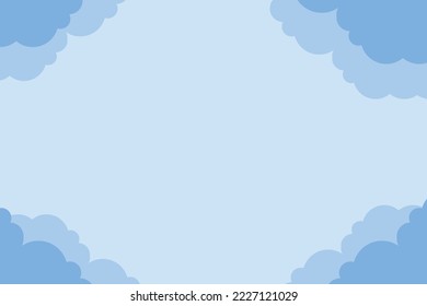 Beautiful fluffy clouds on blue sky background. Vector illustration. Paper cut style. Place for text