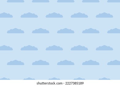Beautiful fluffy clouds on blue sky background. Vector illustration. Paper cut style. Place for text