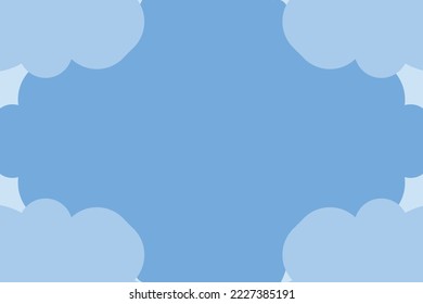 Beautiful fluffy clouds on blue sky background. Vector illustration. Paper cut style. Place for text