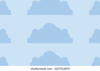 Beautiful fluffy clouds on blue sky background. Vector illustration. Paper cut style. Place for text
