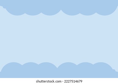 Beautiful fluffy clouds on blue sky background. Vector illustration. Paper cut style. Place for text