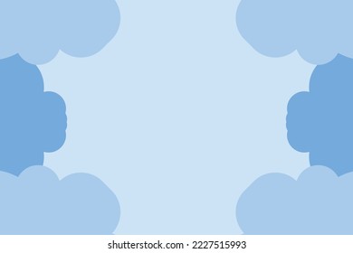 Beautiful fluffy clouds on blue sky background. Vector illustration. Paper cut style. Place for text