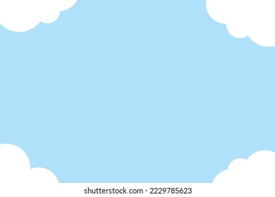 Beautiful fluffy clouds on blue sky background. Vector illustration. Paper cut style. Place for text