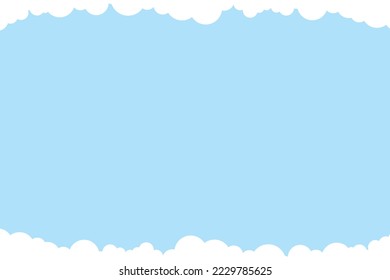Beautiful fluffy clouds on blue sky background. Vector illustration. Paper cut style. Place for text