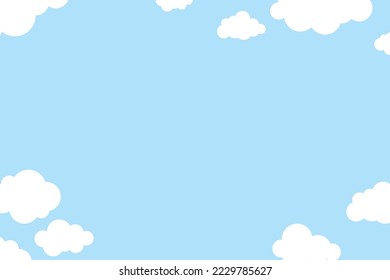 Beautiful fluffy clouds on blue sky background. Vector illustration. Paper cut style. Place for text
