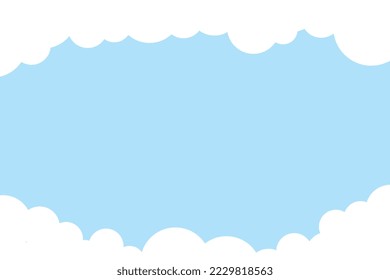 Beautiful fluffy clouds on blue sky background. Vector illustration. Paper cut style. Place for text