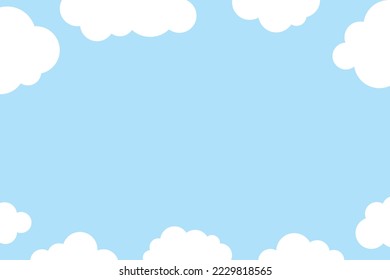 Hermosas nubes esponjosas sobre fondo azul del cielo. Ilustración vectorial. Estilo de corte de papel. Lugar para el texto