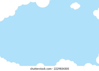 Beautiful fluffy clouds on blue sky background. Vector illustration. Paper cut style. Place for text