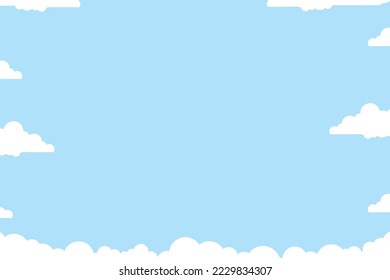 Beautiful fluffy clouds on blue sky background. Vector illustration. Paper cut style. Place for text
