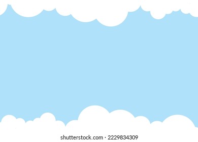Beautiful fluffy clouds on blue sky background. Vector illustration. Paper cut style. Place for text