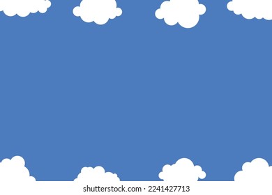 Beautiful fluffy clouds on blue sky background. Vector illustration. Paper cut style. Place for text