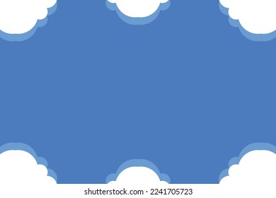 Beautiful fluffy clouds on blue sky background. Vector illustration. Paper cut style. Place for text
