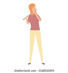 Beautiful flute play icon cartoon vector. Music school. Lesson class