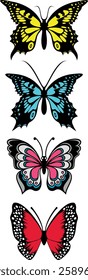 Beautiful Flutter Butterflies Multicolored Collection Illustration , Decorative Ornament Butterfly art design.