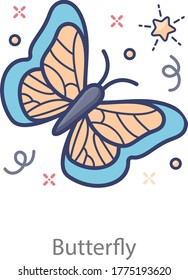 Beautiful fly insect, flat icon of butterfly 