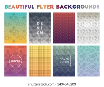 Beautiful Flyer Backgrounds. Adorable geometric patterns, admirable vector illustration.