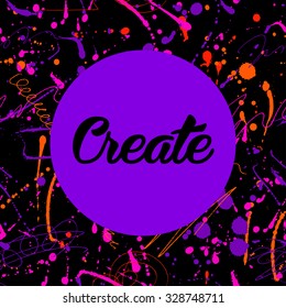 Beautiful flyer or invitation template with handmade paint abstract splash and strokes backgrond.