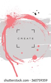 Beautiful flyer or invitation template with handmade paint abstract splash and strokes backgrond.