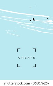 Beautiful flyer or invitation template with handmade paint abstract splash and strokes backgrond.