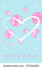 Beautiful flyer or invitation template with handmade paint abstract splash and strokes backgrond.