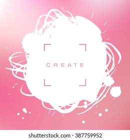 Beautiful flyer or invitation template with handmade paint abstract splash and strokes background.
