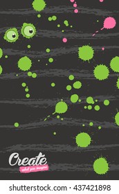 Beautiful flyer or invitation template with handmade paint abstract splash and strokes background.