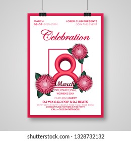 beautiful Flyer vector illustration on a theme 8 March, International Women's Day, Background - Vector