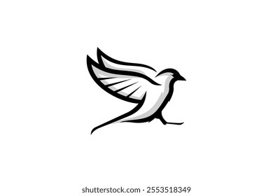 Beautiful Flying Animal Bird Outline Wildlife Logotype Design 